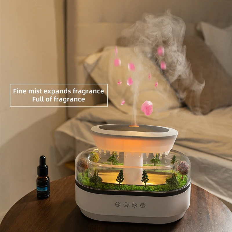 Humidificateur d'arôme goutte de pluie humidificateur d'air lumière colorée bruit blanc diffuseur d'huile essentielle diffuseur de parfum à ultrasons pour la maison 5