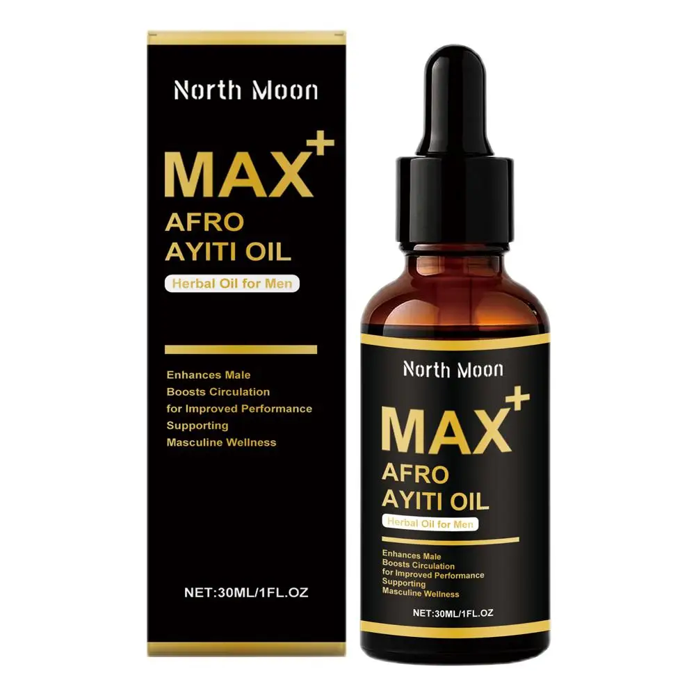 Huile Ayi africaine à base de plantes naturelles pour hommes, 30ml, huile MAX + AFRO AYITI, huile essentielle de Massage corporel masculin 1