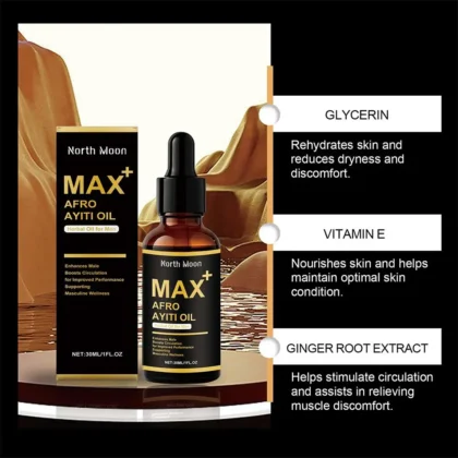 Huile Ayi africaine à base de plantes naturelles pour hommes, 30ml, huile MAX + AFRO AYITI, huile essentielle de Massage corporel masculin 2