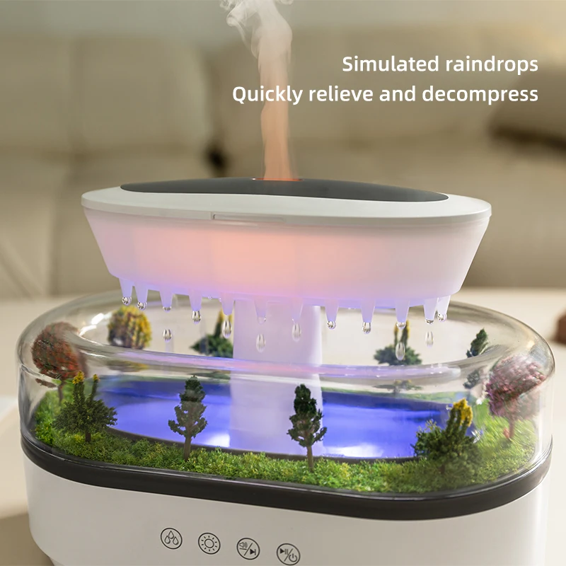 Humidificateur d'arôme goutte de pluie humidificateur d'air lumière colorée bruit blanc diffuseur d'huile essentielle diffuseur de parfum à ultrasons pour la maison 3