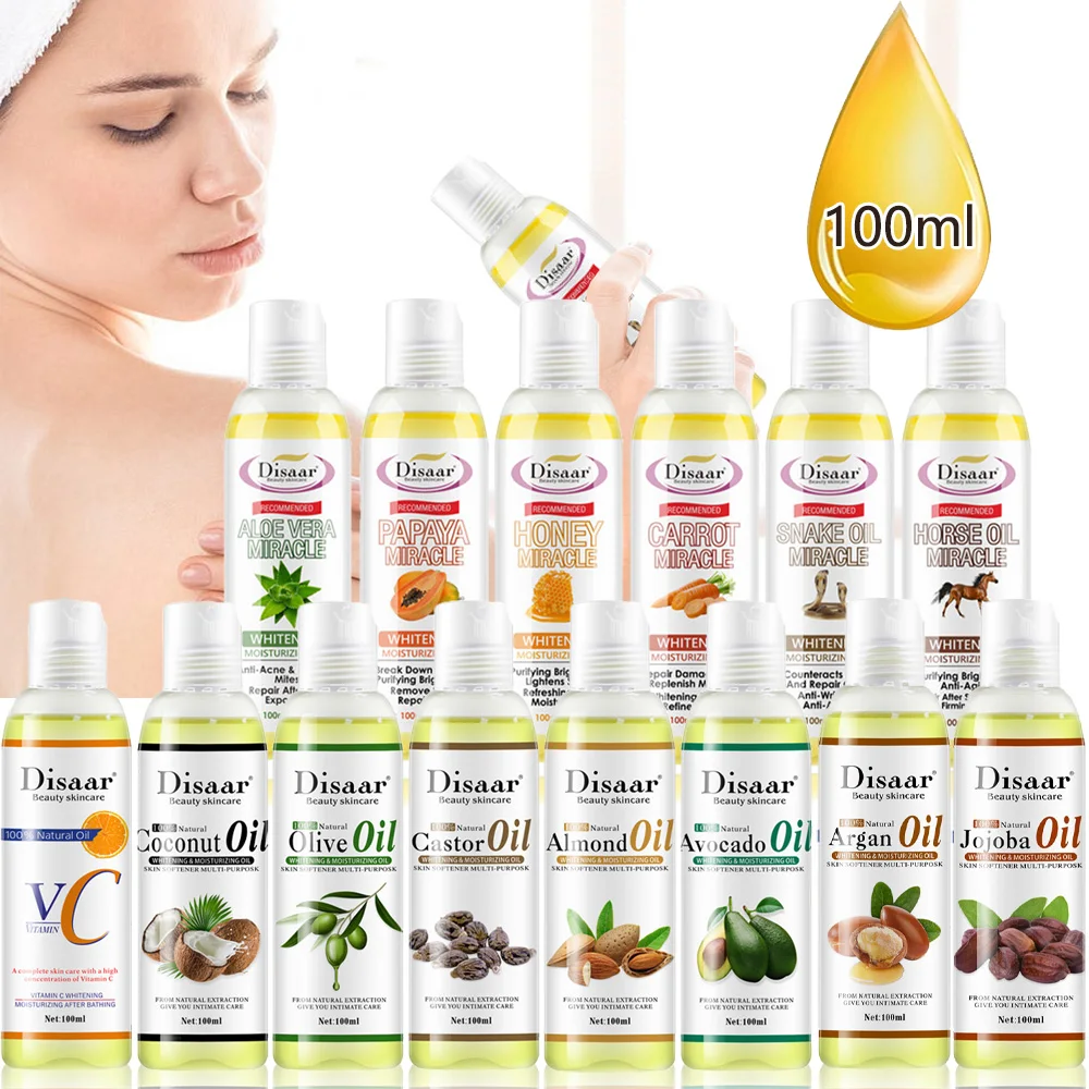 Huiles essentielles végétales naturelles pures 100 ml, aloe vera, VC, avocat, miel, argan, olive, carotte, huile de massage réparatrice, lissante, soin de la peau 1