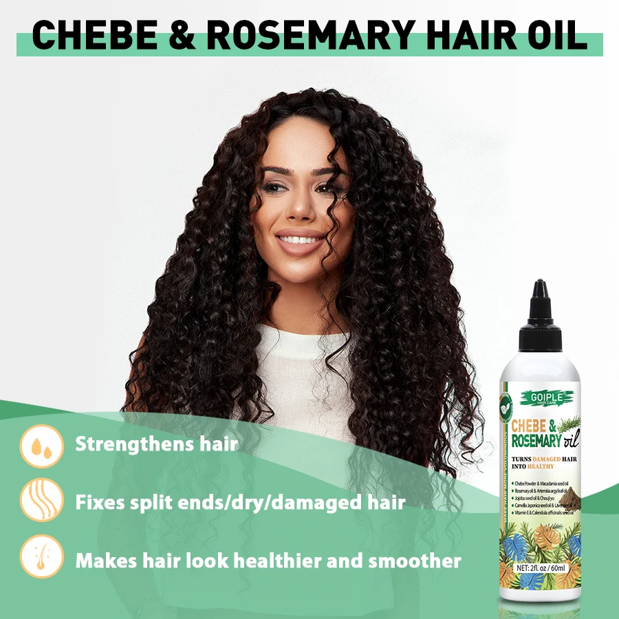 GOIPLE – huile essentielle de Chebe et de romarin, produit capillaire hydratant et nourrissant, favorise l'huile capillaire saine, après-shampooing lisse et brillant 3