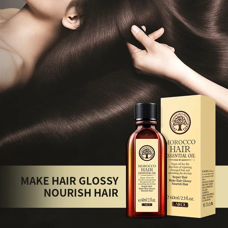 Huile essentielle d'argan Pure marocaine pour soins capillaires, 60ML, pour cheveux secs, produits de soins capillaires multifonctionnels pour femmes 5
