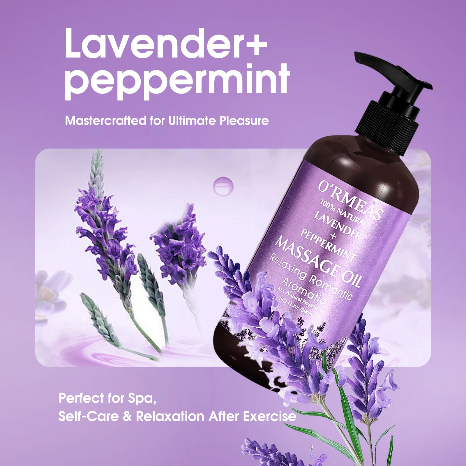 Huile corporelle de massage infusée à la lavande et à la menthe poivrée - Formule chauffante et hydratante pour hommes et femmes, 10,2 fl.oz 4