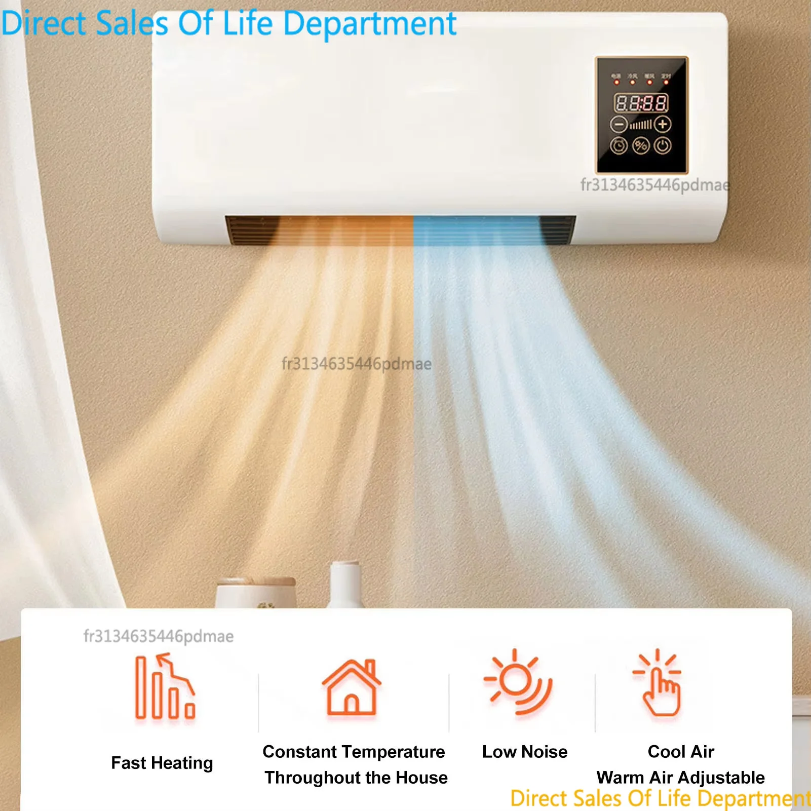 Ventilateur mural chaud et froid 2-en-1 de 1800W avec télécommande, refroidissement et chauffage rapides 4