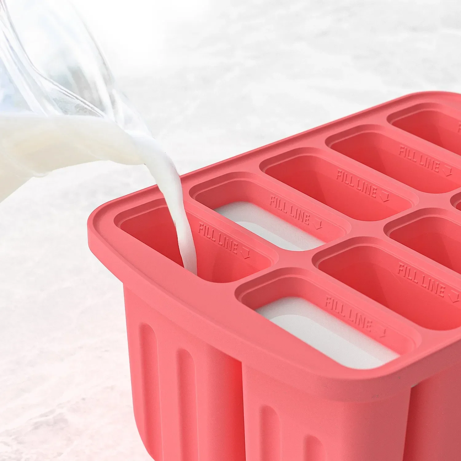 Moules à sucettes en Silicone à 10 cavités, grands moules à sucettes en Silicone, moule à glace avec 50 bâtons de Popsicle 6