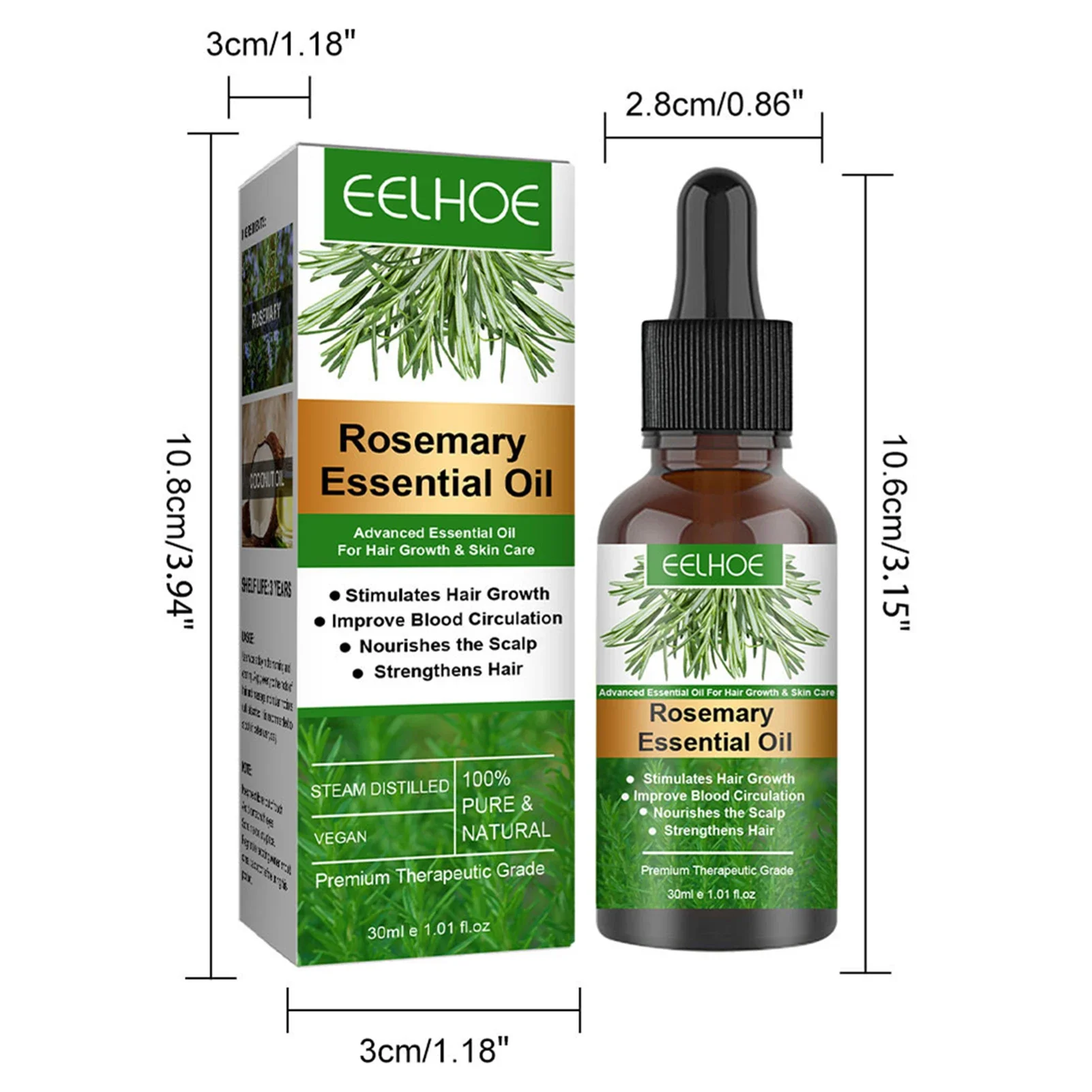 Huiles essentielles de romarin pour la croissance des cheveux, huiles essentielles naturelles pures de 30ML pour nourrir les cheveux brillants et sains 6