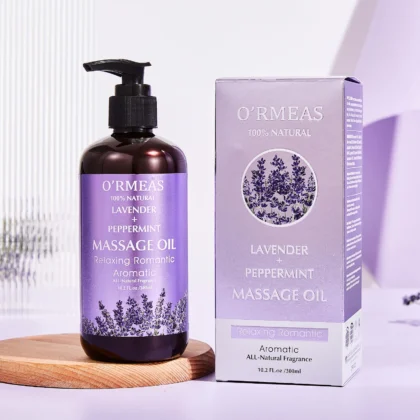 Huile corporelle de massage infusée à la lavande et à la menthe poivrée - Formule chauffante et hydratante pour hommes et femmes, 10,2 fl.oz 1