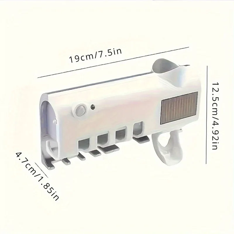 Porte-brosse à dents électrique 3 en 1, désinfection à la lumière bleue améliorée, avec distributeur de dentifrice, chargement USB mural sans perceuse 6