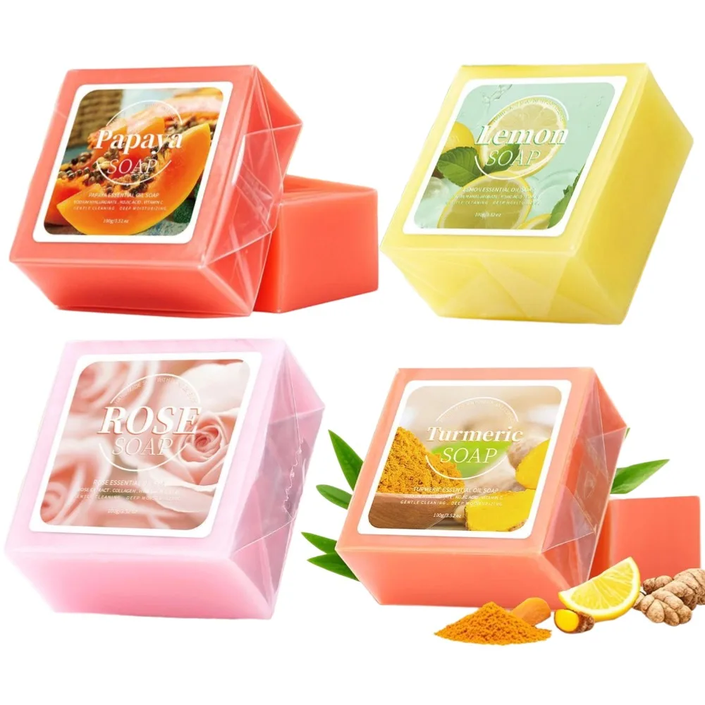 Curcuma Rose nettoyage lisse savon naturel nettoyage lisse savon à l'huile essentielle fait à la main 1