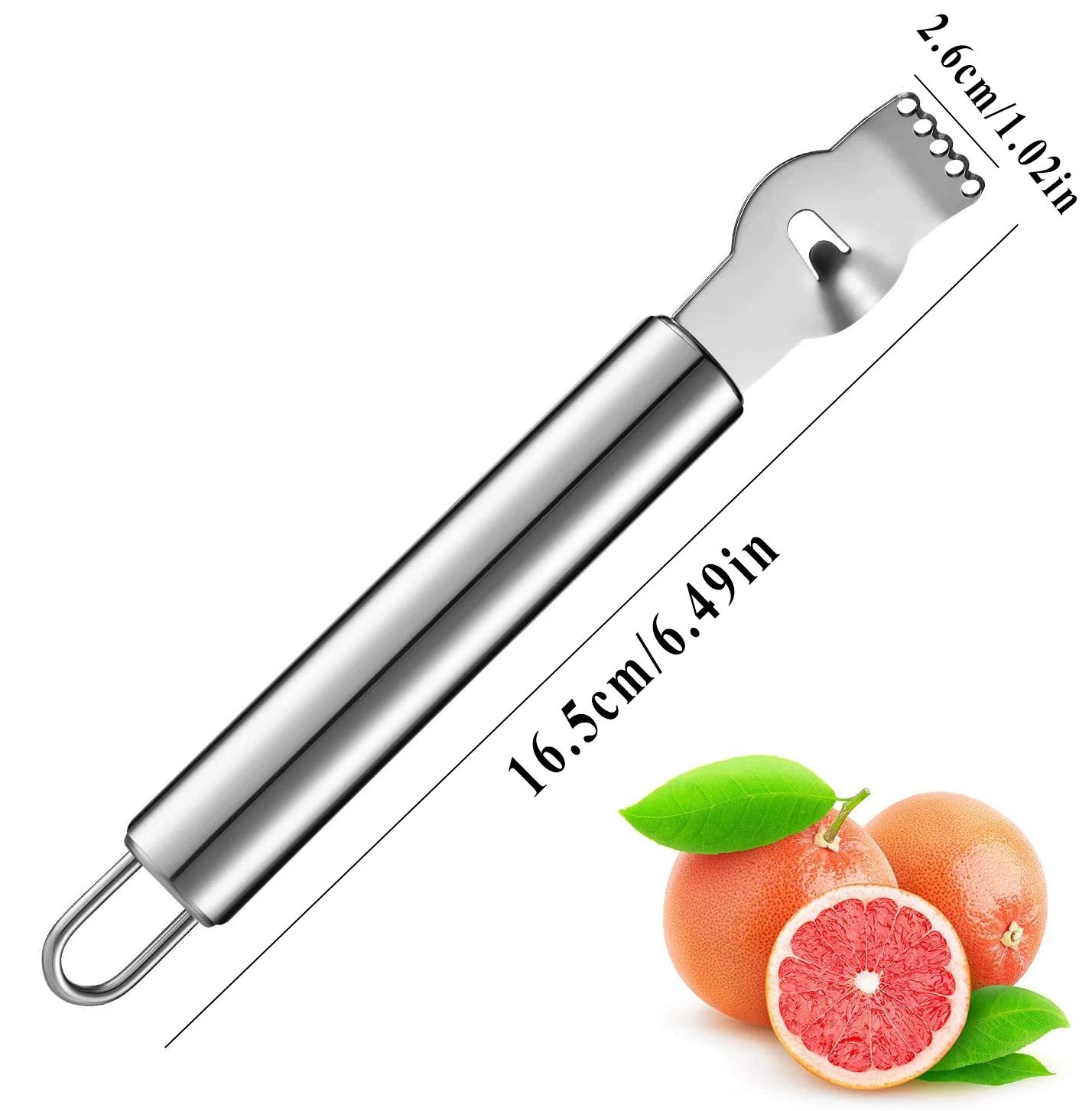 Râpe à citron en acier inoxydable avec couteau à canal et boucle de confrontation, gadgets de cuisine, chauffe-orange, râpe à fruits, couteau à éplucher 5