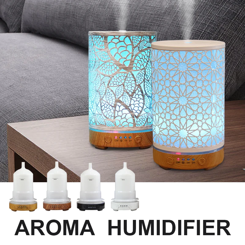 Diffuseur d'huile essentielle et d'arôme, 100ml, fonction de synchronisation, humidificateur d'air ultrasonique creux, appareil ménager intelligent avec lumière LED 1