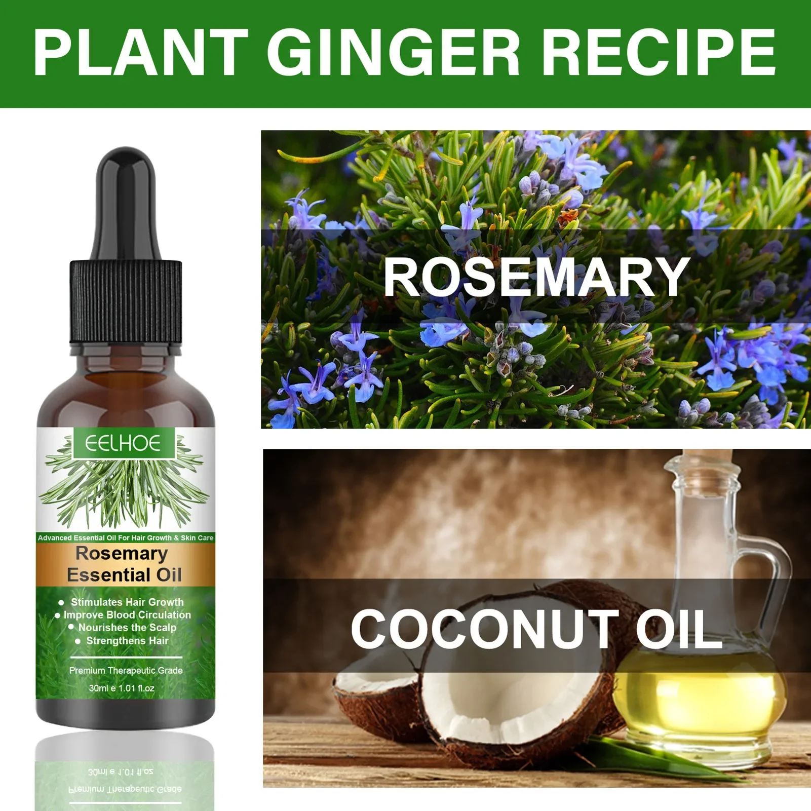Huiles essentielles de romarin pour la croissance des cheveux, huiles essentielles naturelles pures de 30ML pour nourrir les cheveux brillants et sains 4