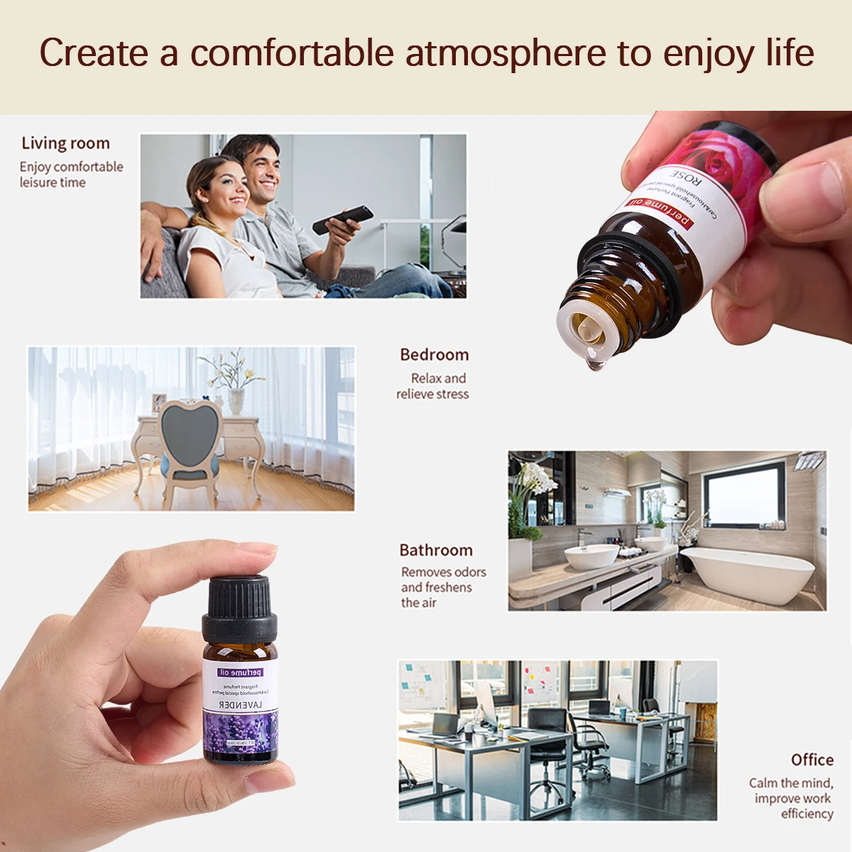6 pièces/ensemble 10 ml/bouteille huile essentielle plante naturelle soluble dans l'eau aromathérapie humidificateur diffuseur intérieur huile de Massage bougie à monter soi-même 4