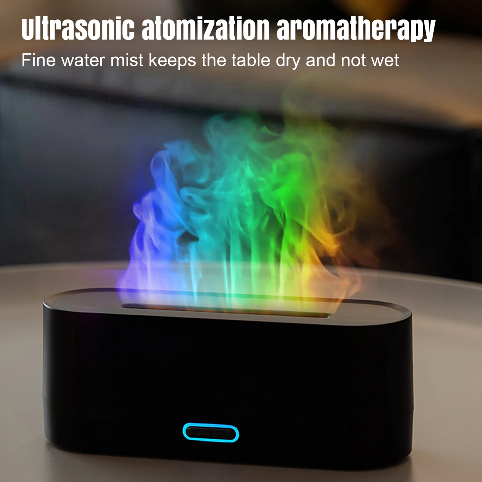 Humidificateur diffuseur de flamme 160ml, 7 couleurs changeantes de lumière, diffuseurs d'huiles essentielles, diffuseurs d'aromathérapie pour maison, bureau, chambre à coucher 1