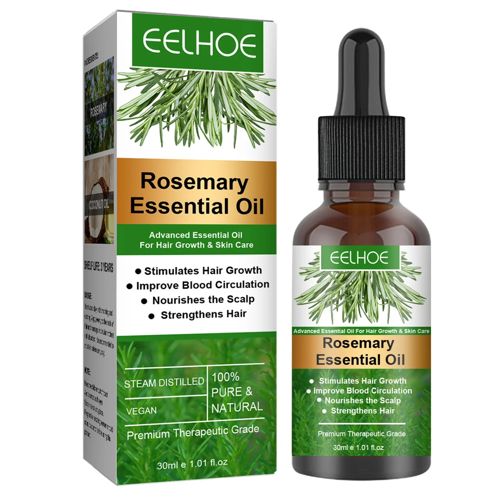 Huiles essentielles de romarin pour la croissance des cheveux, huiles essentielles naturelles pures de 30ML pour nourrir les cheveux brillants et sains 1
