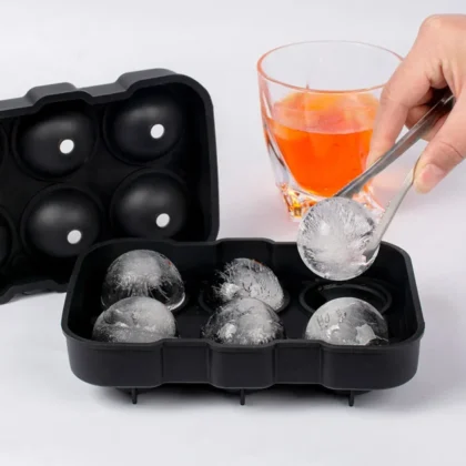 Plateau à glaçons en Silicone, moule de congélateur de boules de glace carré avec couvercle, 4/6/8 grilles pour whisky, Cocktail, café, accessoires 5
