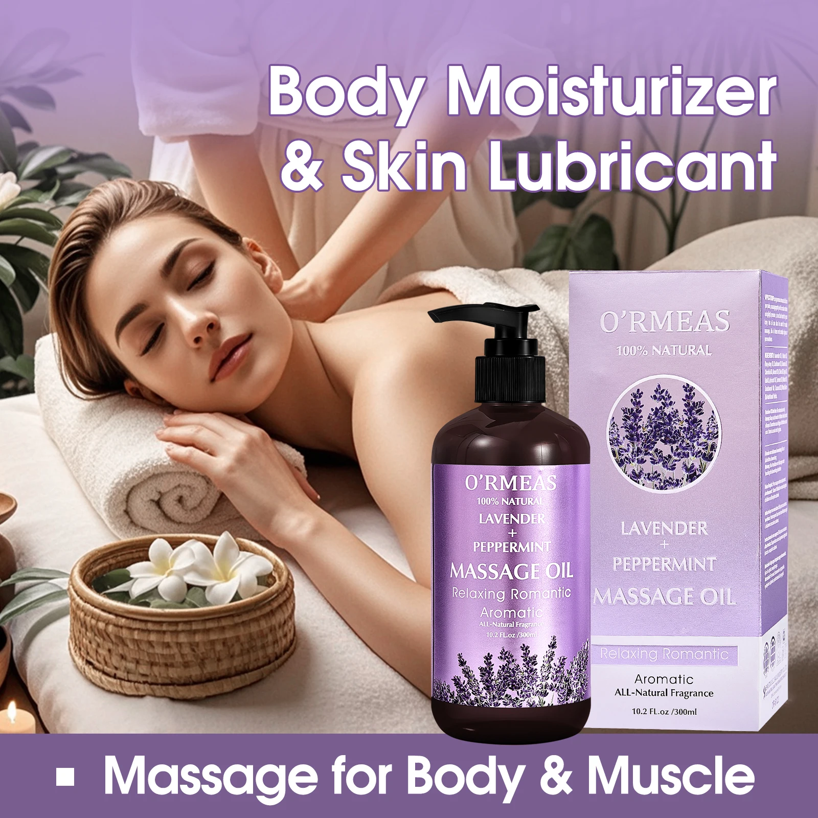 Huile corporelle de massage infusée à la lavande et à la menthe poivrée - Formule chauffante et hydratante pour hommes et femmes, 10,2 fl.oz 3