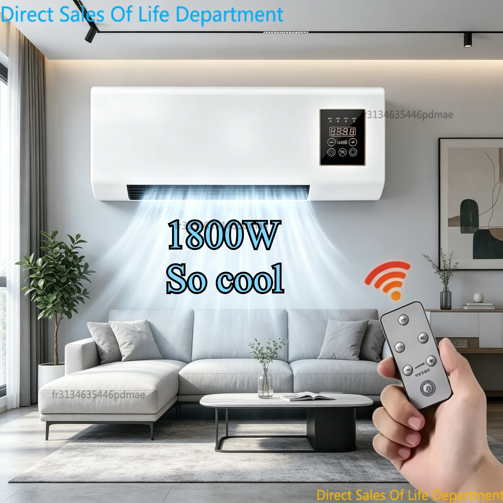 Ventilateur mural chaud et froid 2-en-1 de 1800W avec télécommande, refroidissement et chauffage rapides 1