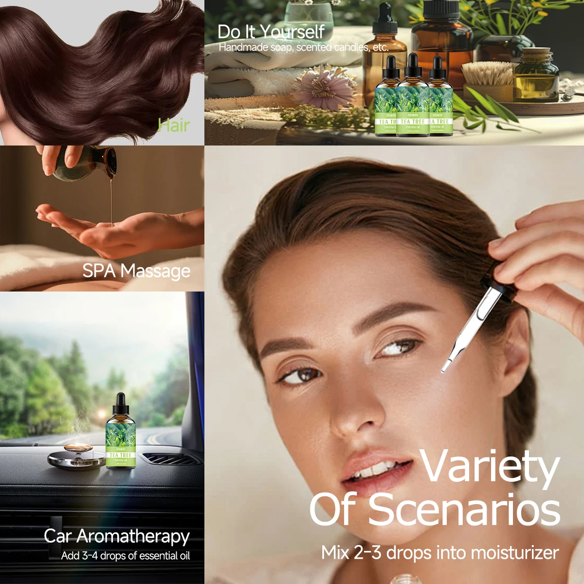 L'huile essentielle d'arbre à thé 30 ml/60 ml/100 ml convient à l'hydratation du visage, à l'hydratation, aux soins capillaires, aux soins de la peau et aux parfums 4