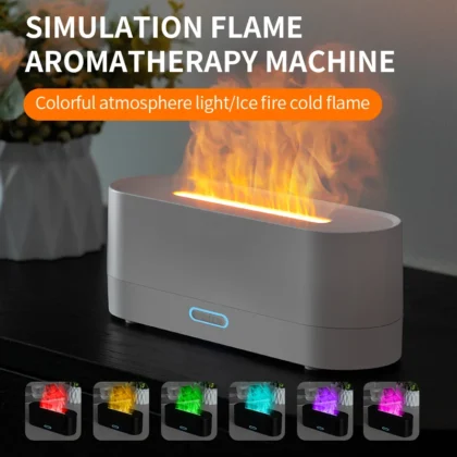 Humidificateur diffuseur de flamme 160ml, 7 couleurs changeantes de lumière, diffuseurs d'huiles essentielles, diffuseurs d'aromathérapie pour maison, bureau, chambre à coucher 2