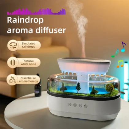 Humidificateur d'arôme goutte de pluie humidificateur d'air lumière colorée bruit blanc diffuseur d'huile essentielle diffuseur de parfum à ultrasons pour la maison 1