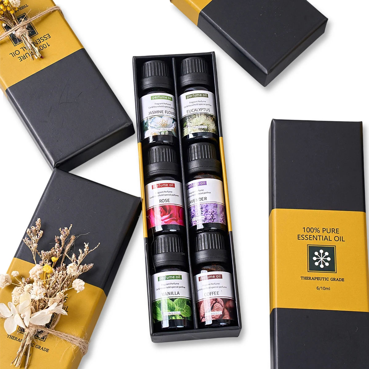 6 pièces/ensemble 10 ml/bouteille huile essentielle plante naturelle soluble dans l'eau aromathérapie humidificateur diffuseur intérieur huile de Massage bougie à monter soi-même 6