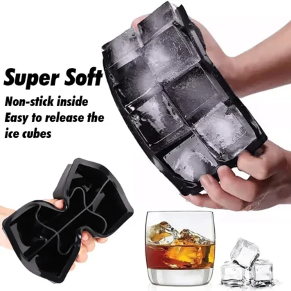 Plateau à glaçons en Silicone, moule de congélateur de boules de glace carré avec couvercle, 4/6/8 grilles pour whisky, Cocktail, café, accessoires 2