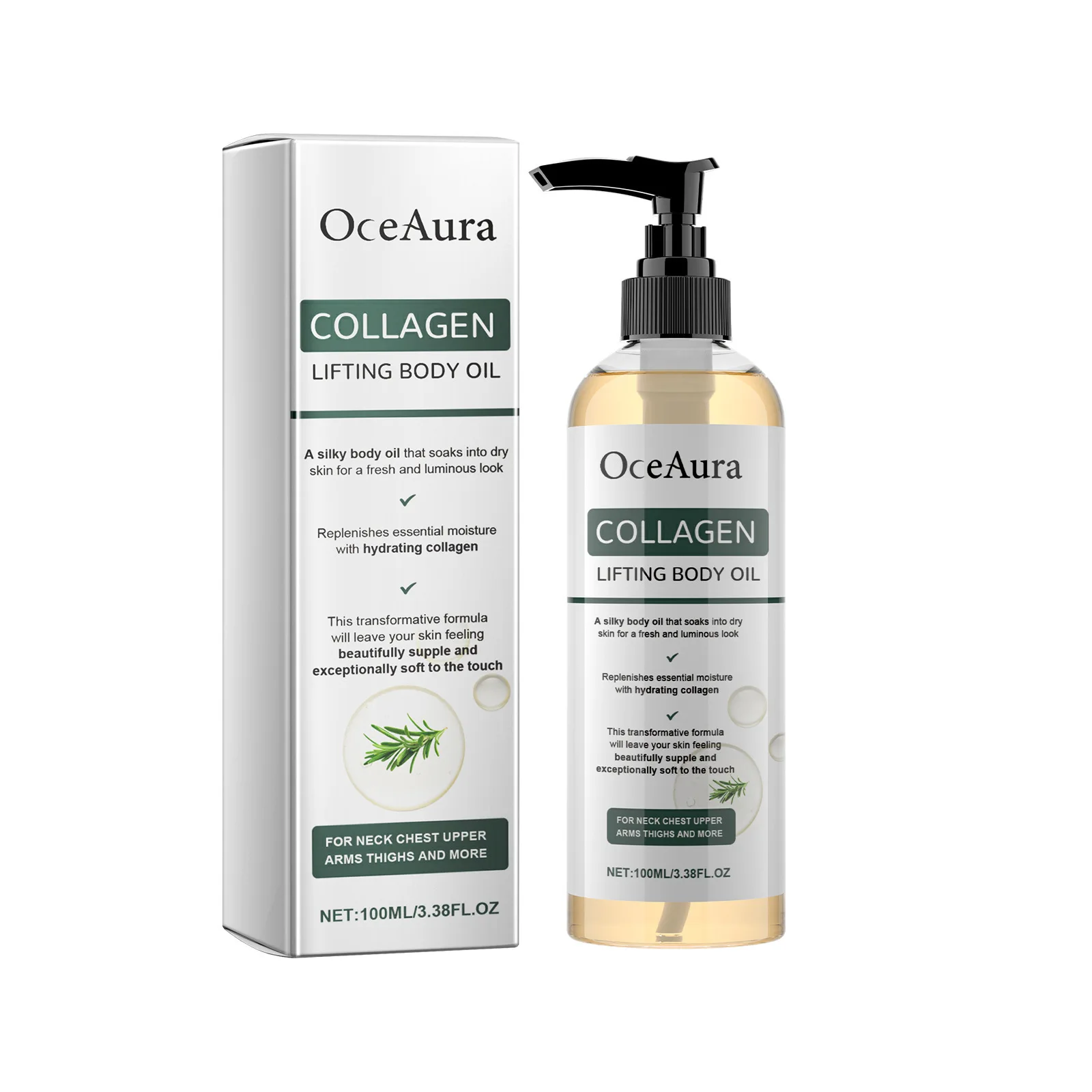 Huile corporelle au collagène OceAura, améliore l'élasticité de la peau, élimine les rides, soin de massage contre la cellulite, huile corporelle rafraîchissante à la lavande, 100 ml 2