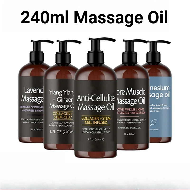 Huile de massage pour le corps raffermissante de la peau 240ml Aromathérapie naturelle Relaxante Apaisante Soin de la peau Huile essentielle pour le massage du corps 1