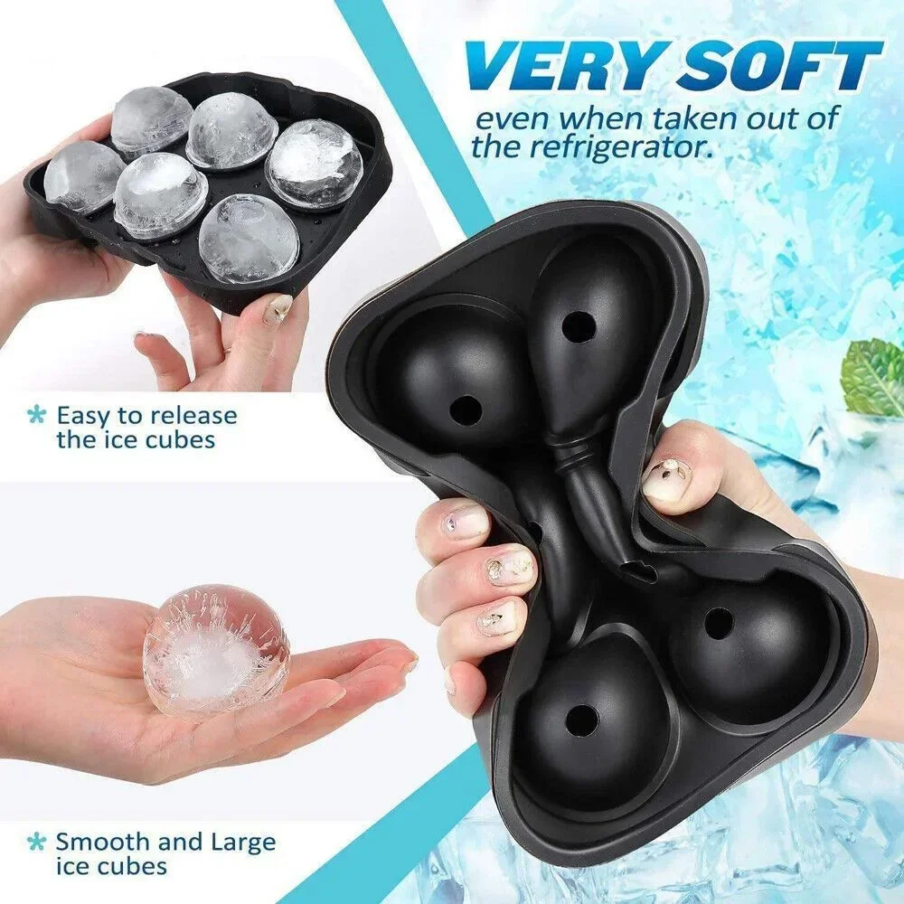 Plateau à glaçons en Silicone, moule de congélateur de boules de glace carré avec couvercle, 4/6/8 grilles pour whisky, Cocktail, café, accessoires 3