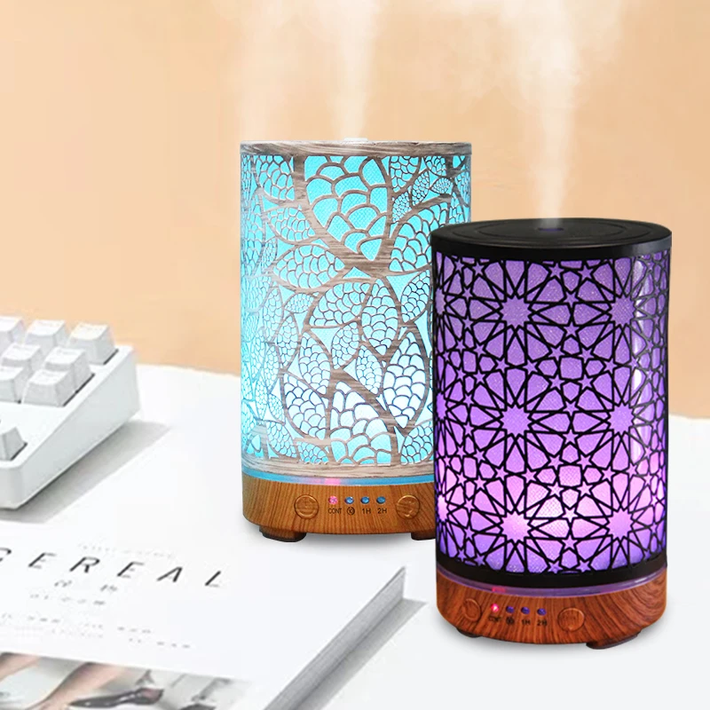 Diffuseur d'huile essentielle et d'arôme, 100ml, fonction de synchronisation, humidificateur d'air ultrasonique creux, appareil ménager intelligent avec lumière LED 2