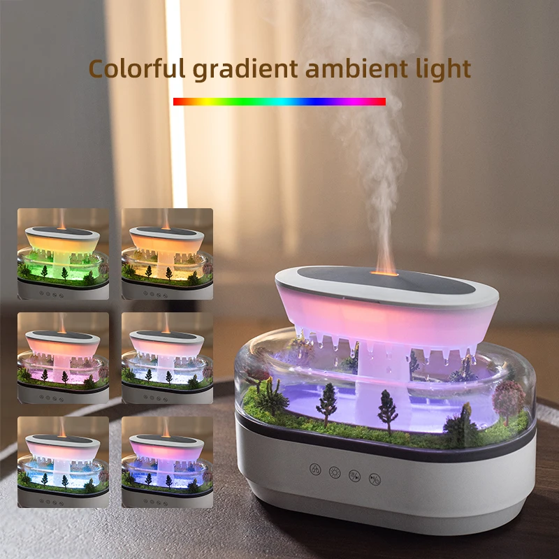 Humidificateur d'arôme goutte de pluie humidificateur d'air lumière colorée bruit blanc diffuseur d'huile essentielle diffuseur de parfum à ultrasons pour la maison 2