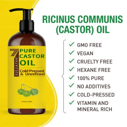 Huile de ricin 100 % pure pour la croissance des cils et des sourcils - Huile transporteuse pour huiles essentielles, aromathérapie et massage 2