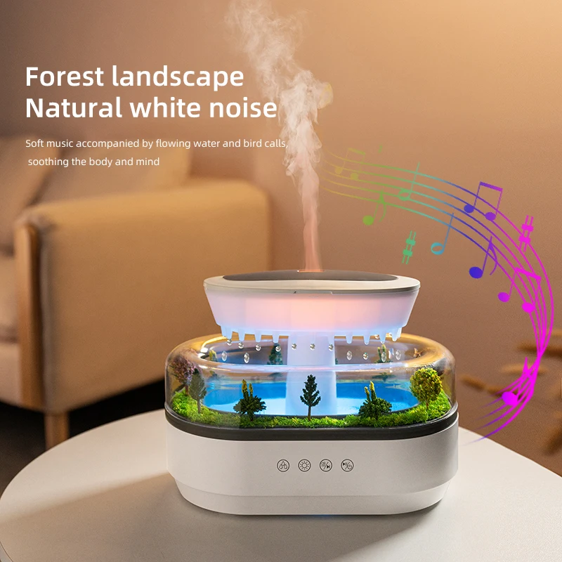 Humidificateur d'arôme goutte de pluie humidificateur d'air lumière colorée bruit blanc diffuseur d'huile essentielle diffuseur de parfum à ultrasons pour la maison 4