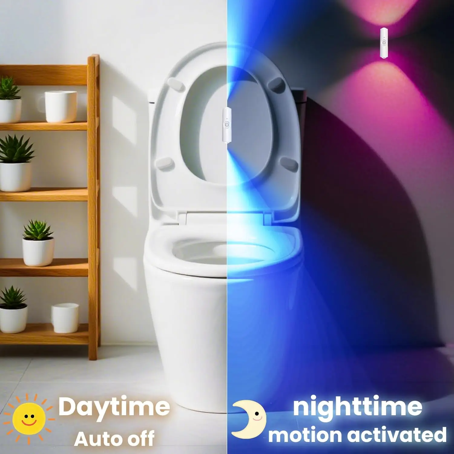 Veilleuse à détecteur de mouvement, lumière LED 7 couleurs 3 Veilleuse à détecteur de mouvement, lumière LED 7 couleurs 3