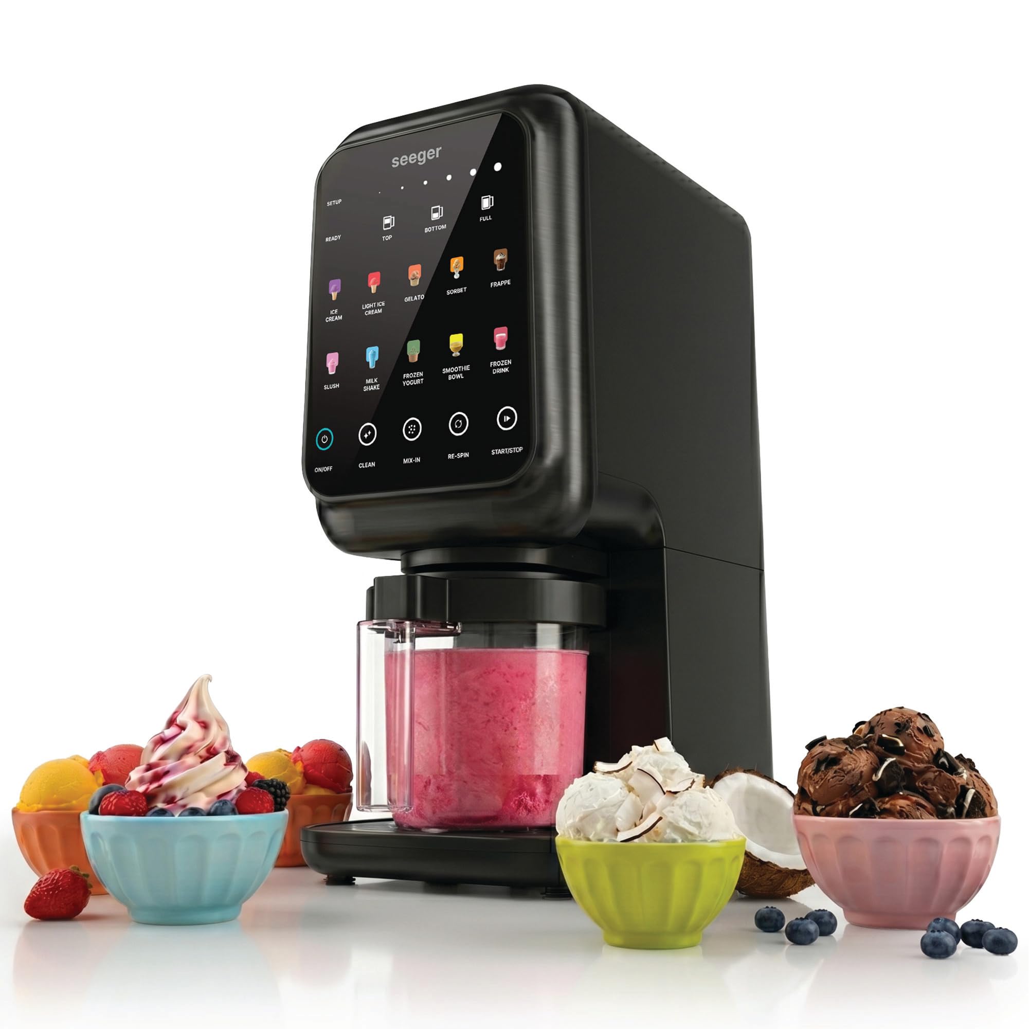 Seeger MultiCream Ice Machine à Glace - Sorbetière, 10 programmes automatiques